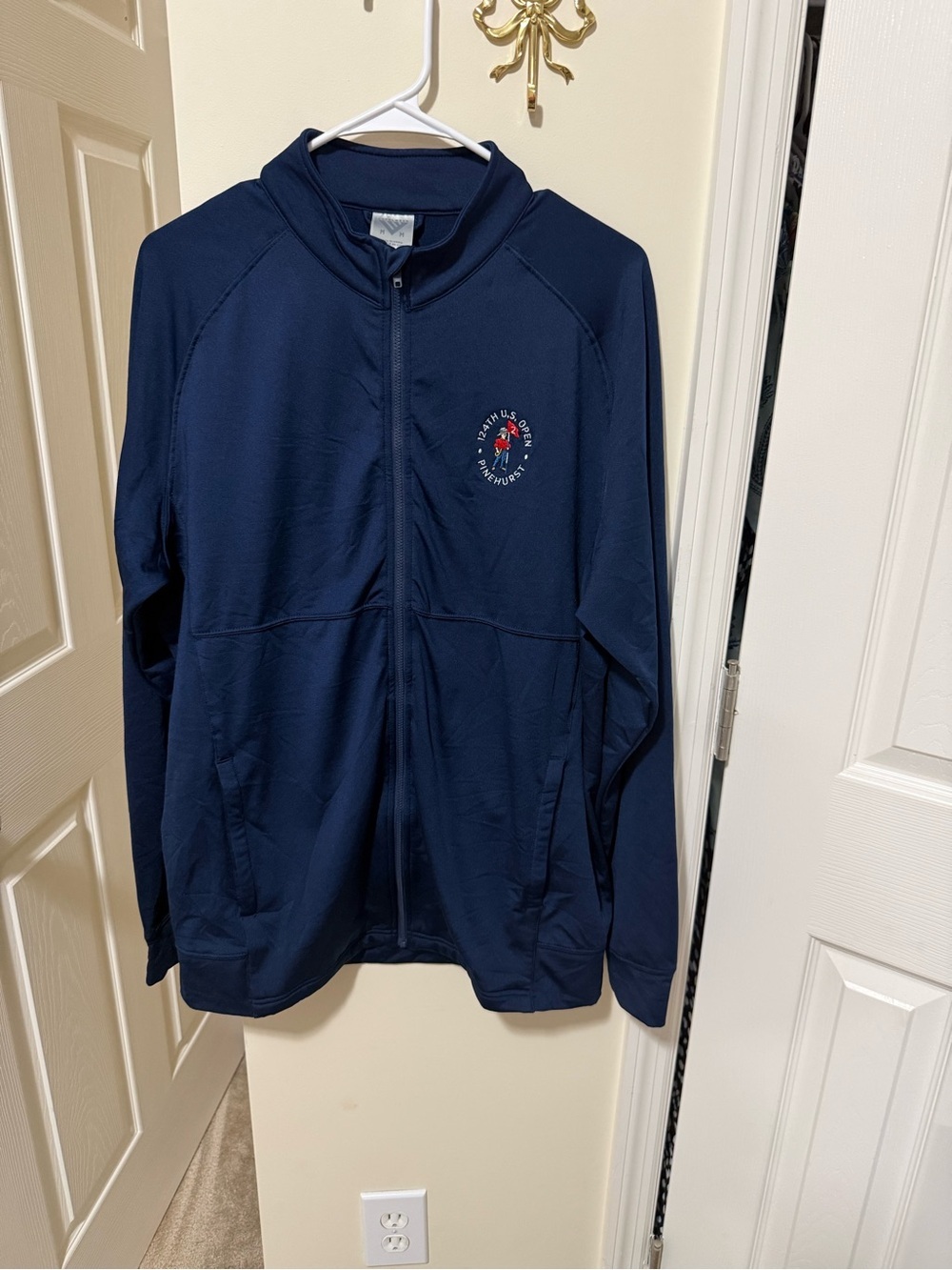 Navy Mens Levelwear Full-Zip Jacket with Embroidered Pinehurst US Open Logo